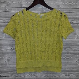 Anthropologie Neon-Lime Knit Top